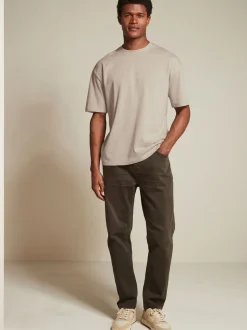 Zwart/Bruin/Licht Naturel - Relaxed fit - Verpakking van 3 T-shirts van zware stof