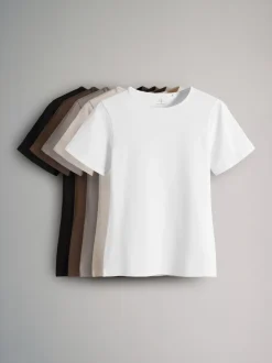 Zwart/bruin/neutraal/nude/wit - The Set 5 Pack Korte mouwen T-shirts met Ronde hals