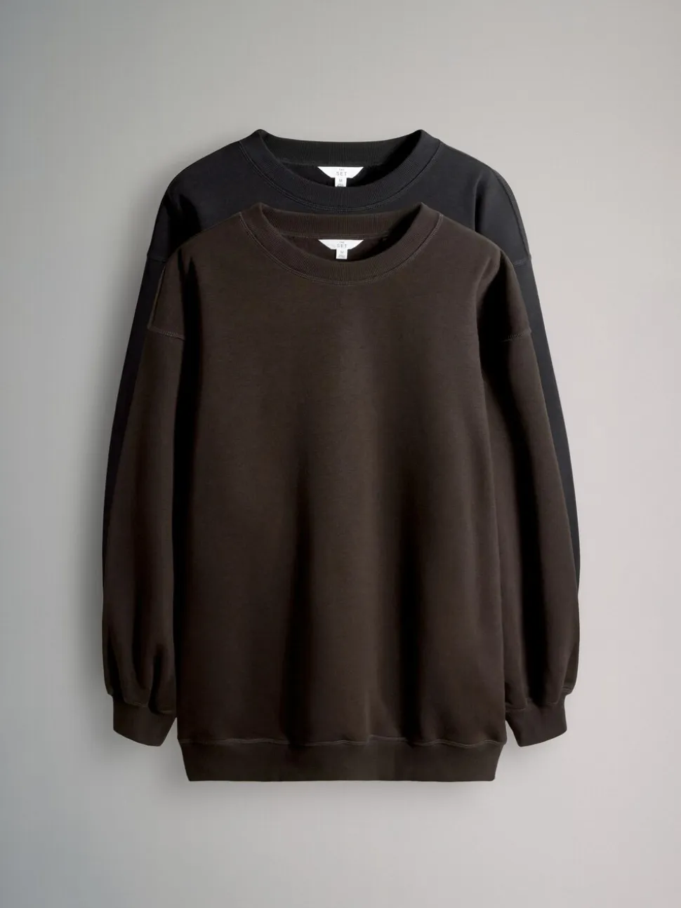 Zwart/chocoladebruin - The Set 2 Pack Longline Crew Neck Sweatshirt