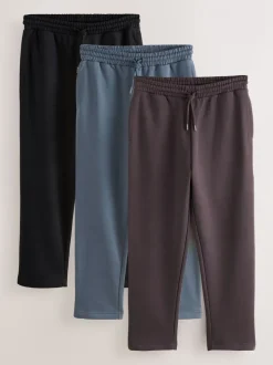 Zwart/Chocoladebruin/Staalblauw - Brushback Heavyweight 3 Pack Joggers