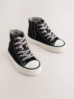 Zwart/dierenprint - Hoge sneakers
