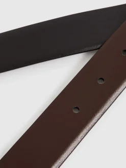 Zwart/donkerbruin - Reiss Ricky omkeerbare leren riem
