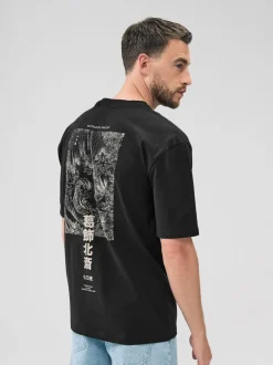Zwarte Hokusai - Relaxed fit - T-shirt met kunstenaars/artiestlicentie