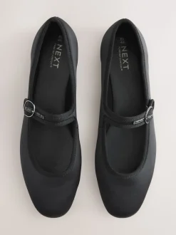 Zwarte satijn - Forever Comfort Round Toe Buckle Detail Mary Jane Shoes