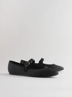 Zwarte satijn - Forever Comfort Round Toe Buckle Detail Mary Jane Shoes