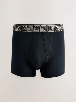 Zwarte taillebanden met metallic motief - Boxershorts van katoenrijk materiaal met A-voorkant