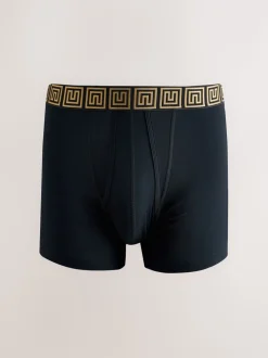 Zwarte taillebanden met metallic motief - Boxershorts van katoenrijk materiaal met A-voorkant