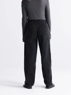 Zwarte wassing - Baggy jeans met wijde pijpen en halfhoge taille