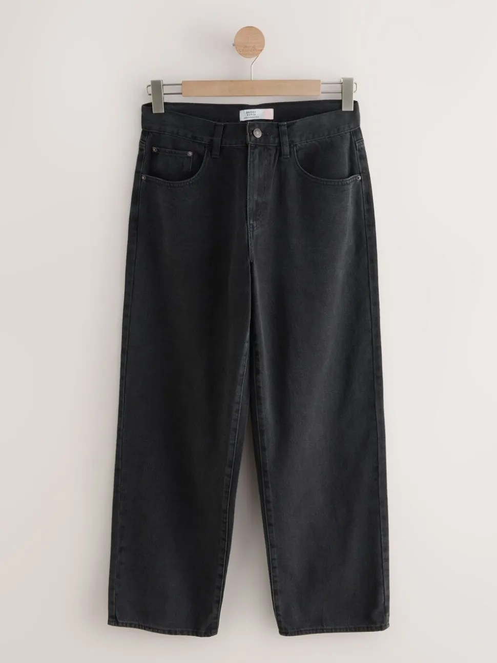Zwarte wassing - Baggy jeans met wijde pijpen en halfhoge taille
