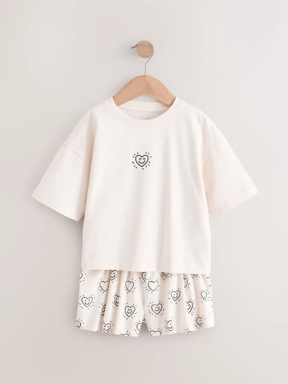 Zwart/ecru - Set van 2 pyjama's met short (3-16 jr)