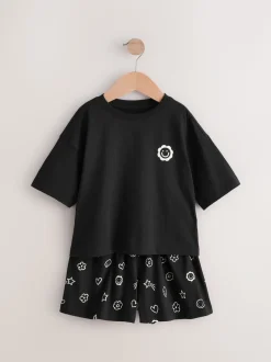 Zwart/ecru - Set van 2 pyjama's met short (3-16 jr)