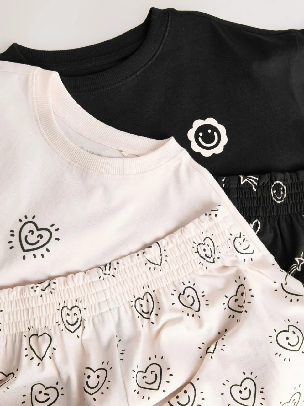 Zwart/ecru - Set van 2 pyjama's met short (3-16 jr)
