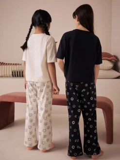 Zwart/ecru - Verpakking van 2 pyjama's met joggingbroek (3-16 jr)
