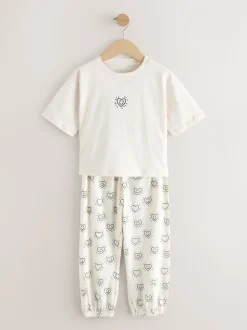 Zwart/ecru - Verpakking van 2 pyjama's met joggingbroek (3-16 jr)