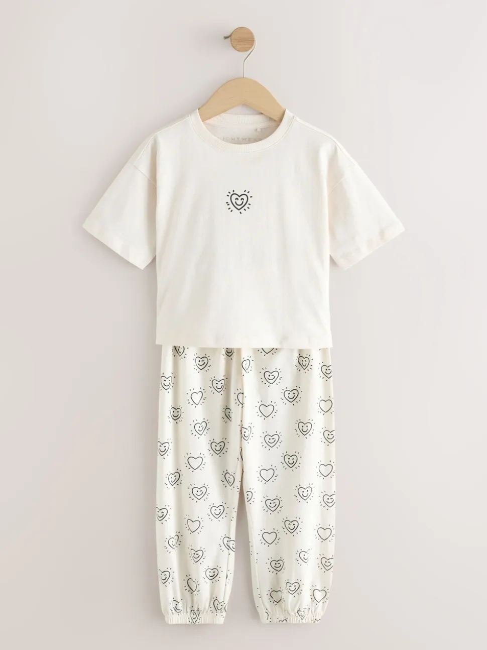 Zwart/ecru - Verpakking van 2 pyjama's met joggingbroek (3-16 jr)