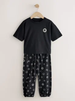 Zwart/ecru - Verpakking van 2 pyjama's met joggingbroek (3-16 jr)