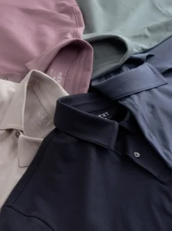 Zwart/Ecru/Blauw/Groen/Roze - Normale Pasvorm - Set van 5 jersey poloshirts met korte mouwen