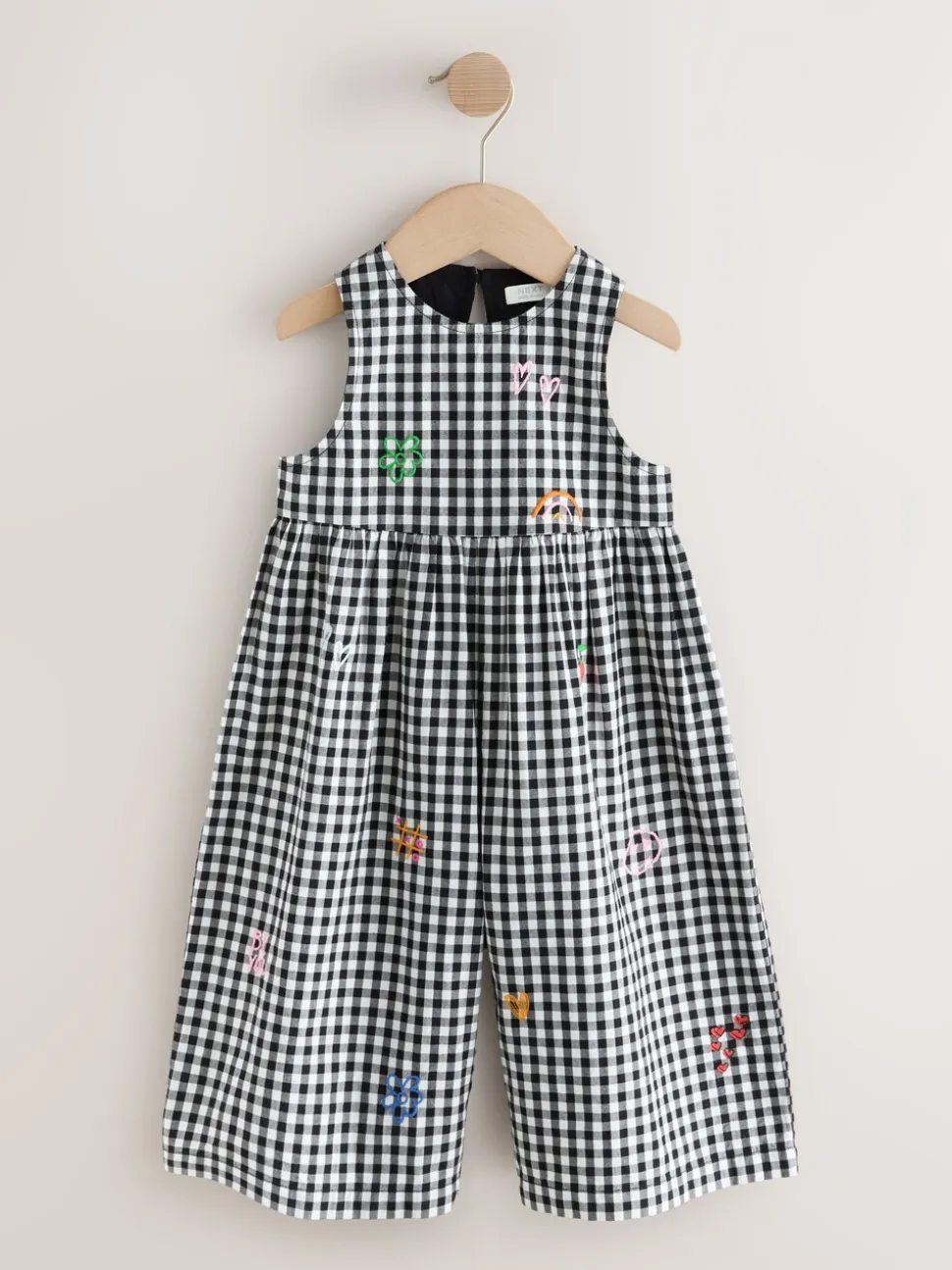 Zwarte/witte gingham-ruit - Sleeveless Playsuit (3mths-7yrs)