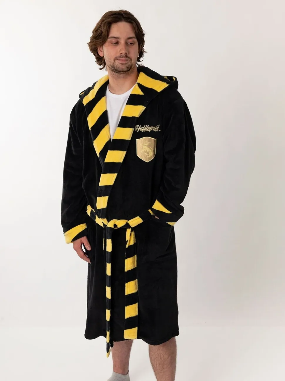Zwart/geel Huffelpuf - Vanilla Underground Harry Potter Hooded Bathrobe Dressing Gown