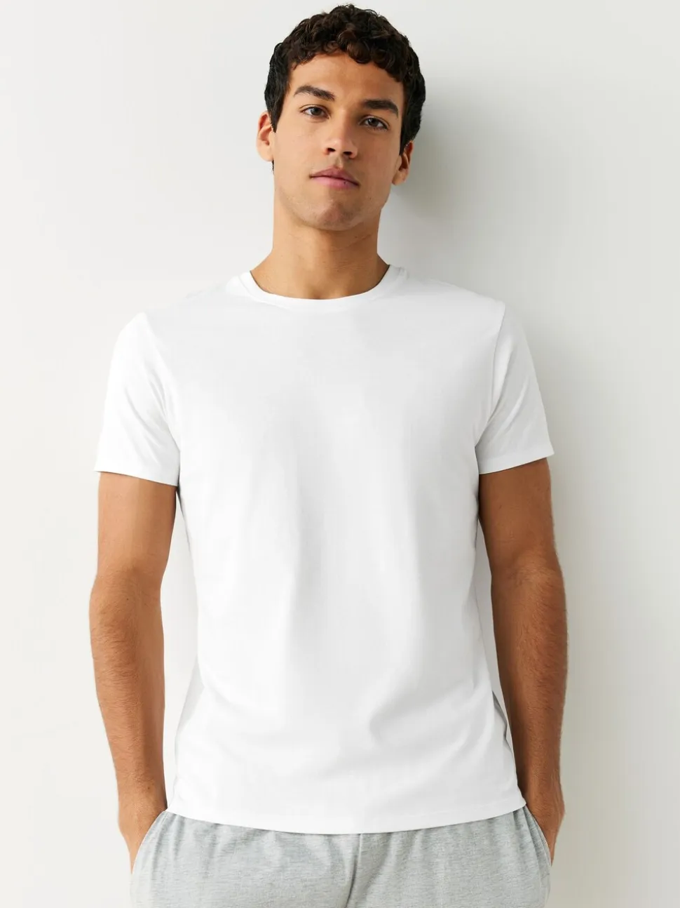 Zwart/gemêleerd grijs/wit/marineblauwe - Slim Fit - Set van 5 100% katoenen T-shirts met laagjes