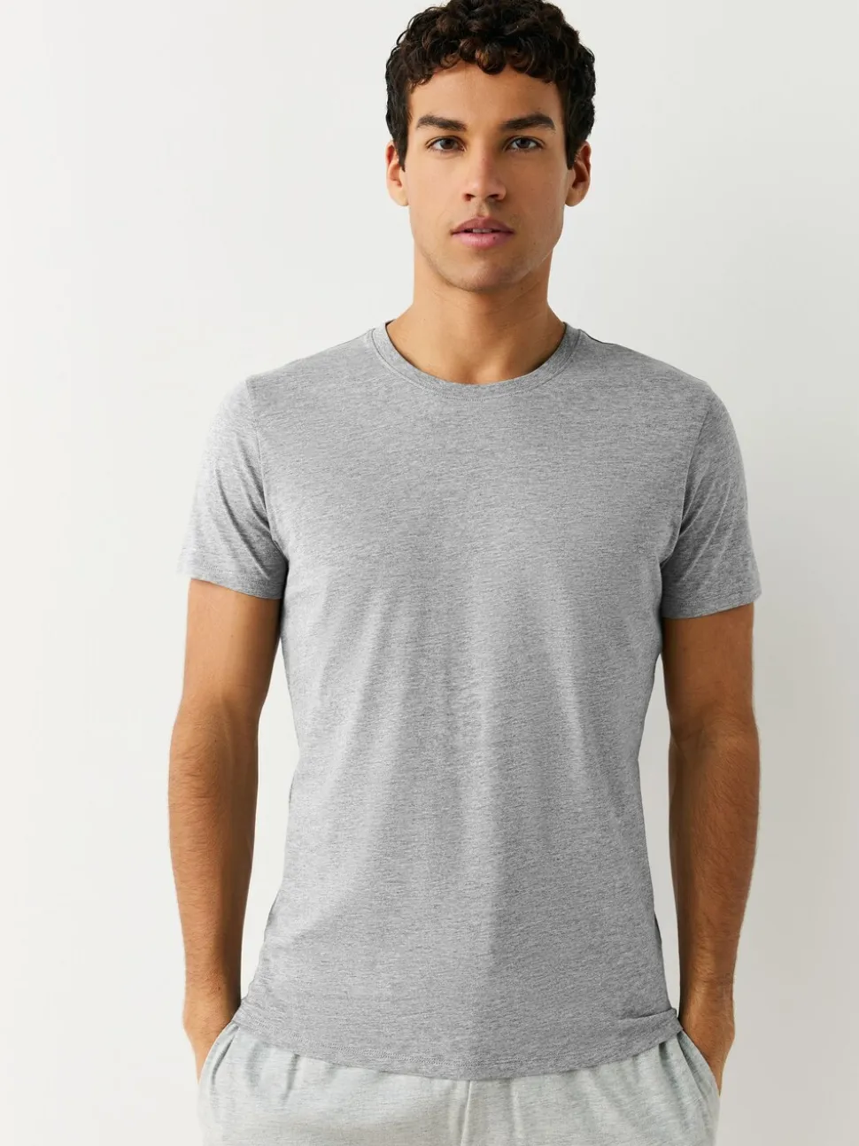 Zwart/gemêleerd grijs/wit/marineblauwe - Slim Fit - Set van 5 100% katoenen T-shirts met laagjes