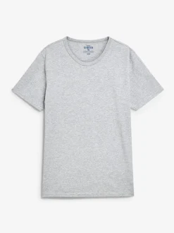 Zwart/gemêleerd grijs/wit/marineblauwe - Slim Fit - Set van 5 100% katoenen T-shirts met laagjes
