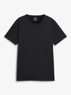 Zwart/gemêleerd grijs/wit/marineblauwe - Slim Fit - Set van 5 100% katoenen T-shirts met laagjes