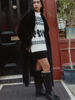 Zwartglanzend - Premium Faux Fur Lined Knee High Wellies