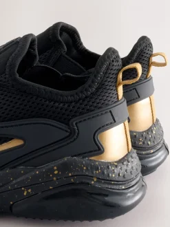 Zwart/goud - Elastische sportschoenen