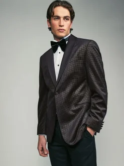Zwart/goud - Normale Pasvorm - Fluwelen blazer met patroon