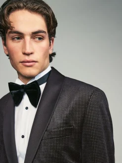 Zwart/goud - Normale Pasvorm - Fluwelen blazer met patroon