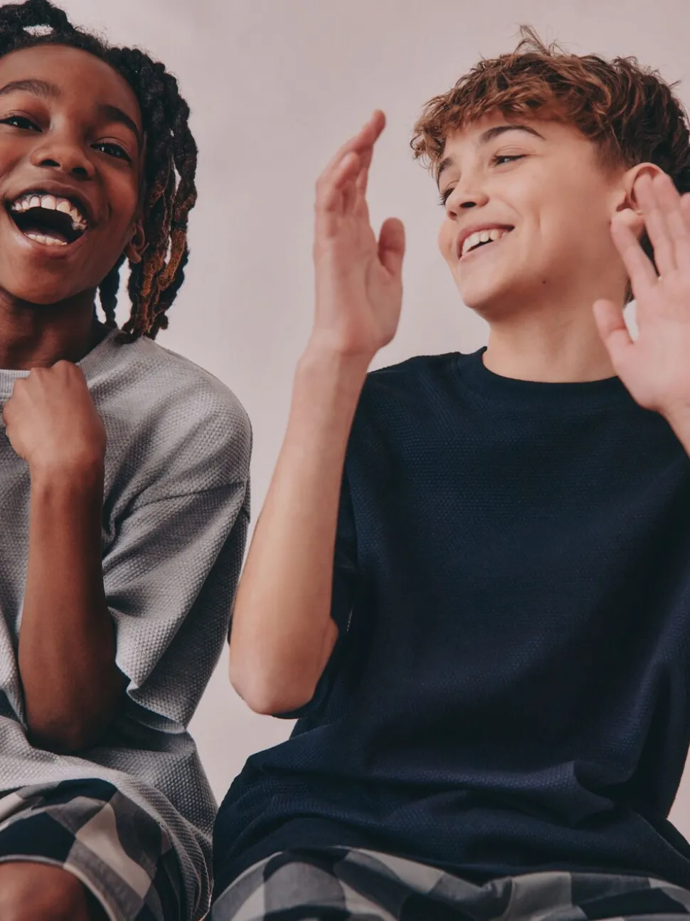 Zwart/grijs - 2 Pack Geweven Ruit Oversized Pyjama's (3-16jr)