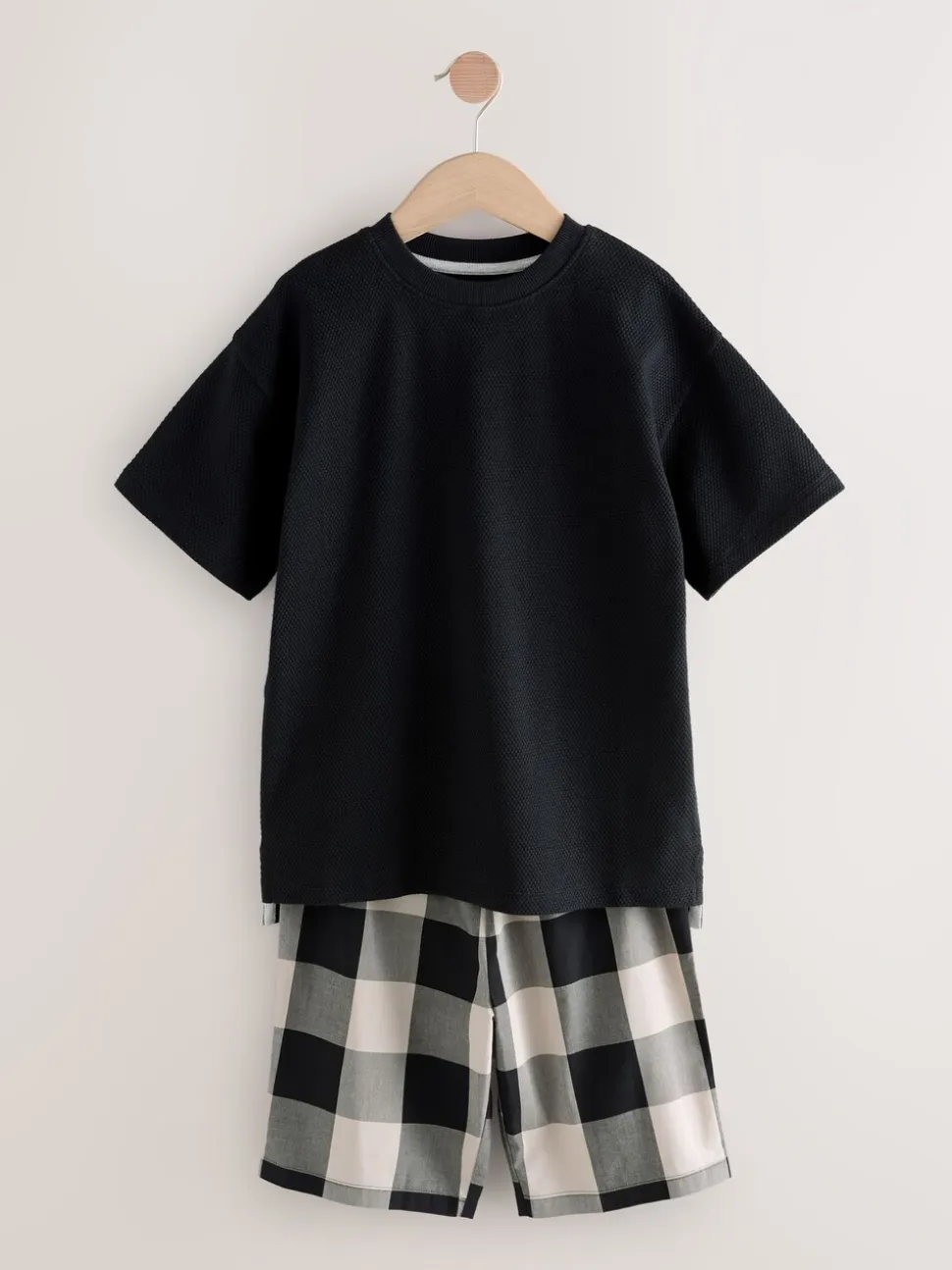 Zwart/grijs - 2 Pack Geweven Ruit Oversized Pyjama's (3-16jr)