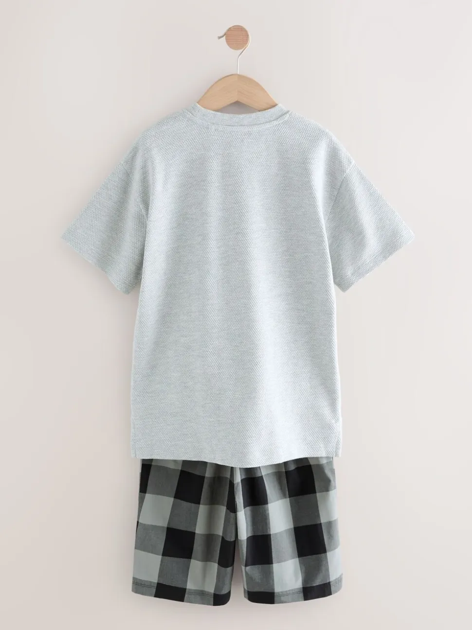 Zwart/grijs - 2 Pack Geweven Ruit Oversized Pyjama's (3-16jr)