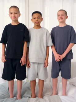 Zwart/grijs - Set van 3 pyjama's met short (3-16 jr)