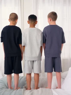 Zwart/grijs - Set van 3 pyjama's met short (3-16 jr)