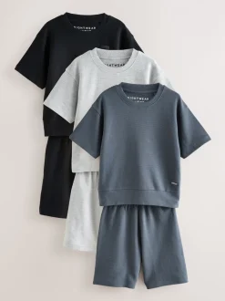 Zwart/grijs - Set van 3 pyjama's met short (3-16 jr)