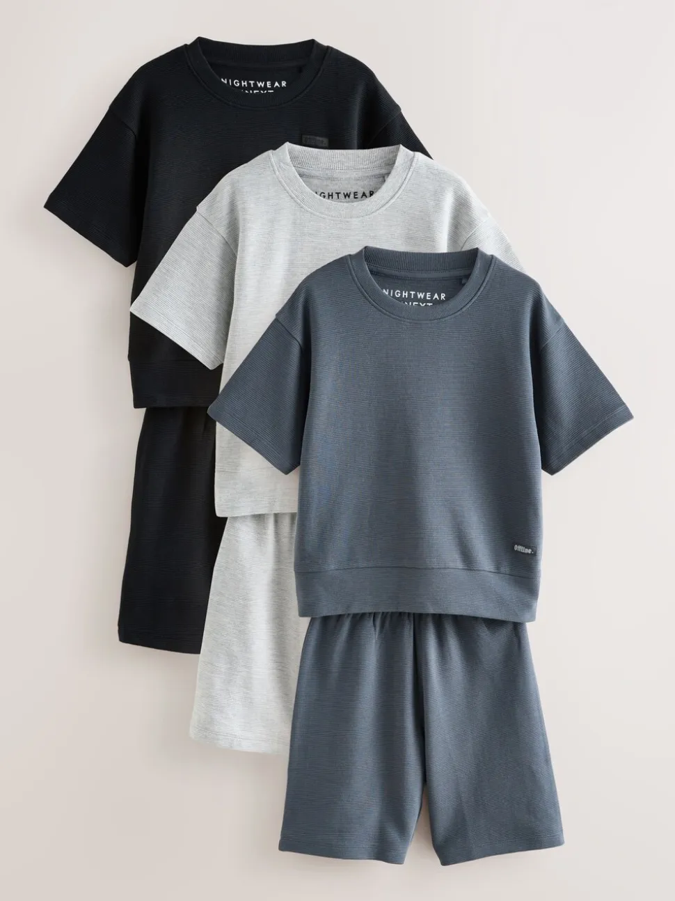 Zwart/grijs - Set van 3 pyjama's met short (3-16 jr)