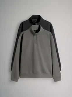 Zwart/grijs - The Set 2 Pack Zip Neck Sweatshirts