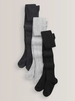 Zwart/grijs - Verpakking van 3 kabelmaillots met hoog katoengehalte