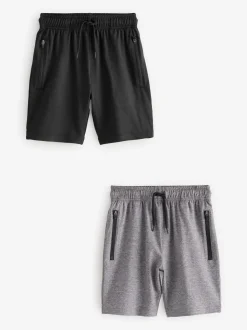 Zwart/grijs - Verpakking van 2 lichtgewicht sportshorts (3-17jaar)