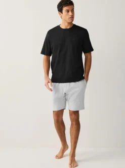 Zwart/grijs gemêleerd - Jersey pyjama met korte mouwen
