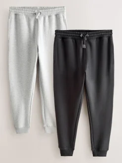 Zwart/grijs gemêleerd - Slim Fit Brushback Heavyweight 2 Pack Joggers