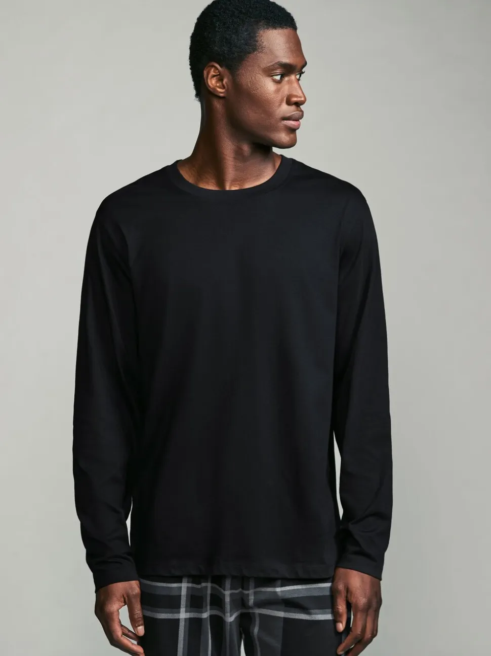 Zwart/grijs geruit - Pyjamaset met lange mouwen van 100% katoen