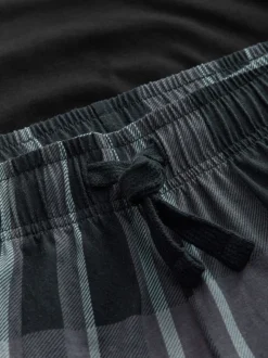 Zwart/grijs geruit - Pyjamaset met lange mouwen van 100% katoen