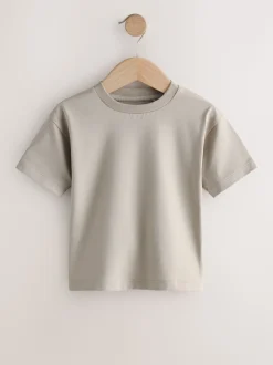 Zwart/Grijs/Bruin/kiezelkleurig/Wit - Set van 5 T-shirts met korte mouwen (3mnd-7jr)