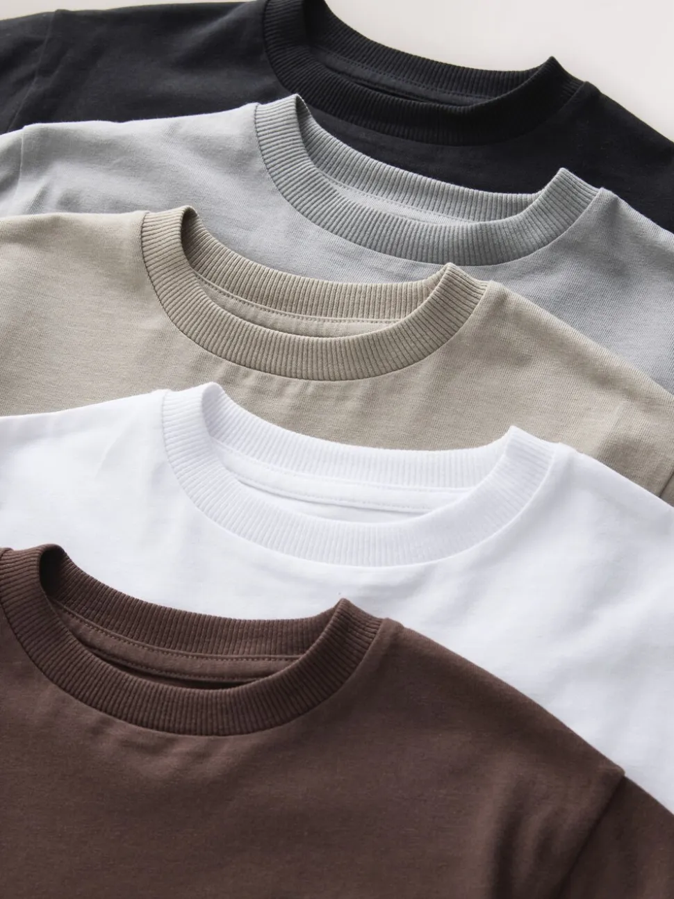 Zwart/Grijs/Bruin/kiezelkleurig/Wit - Set van 5 T-shirts met korte mouwen (3mnd-7jr)