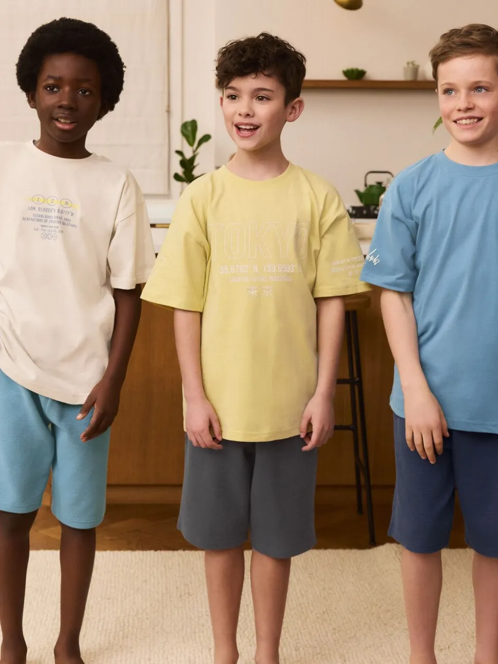 Zwart/grijs/geel - Set van 3 pyjama's met short (3-16 jr)