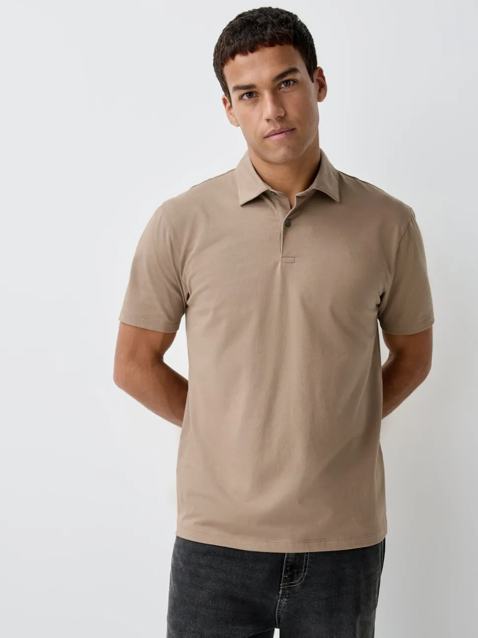 Zwart/grijs/naturel blok - Set van 3 jersey poloshirts met korte mouwen