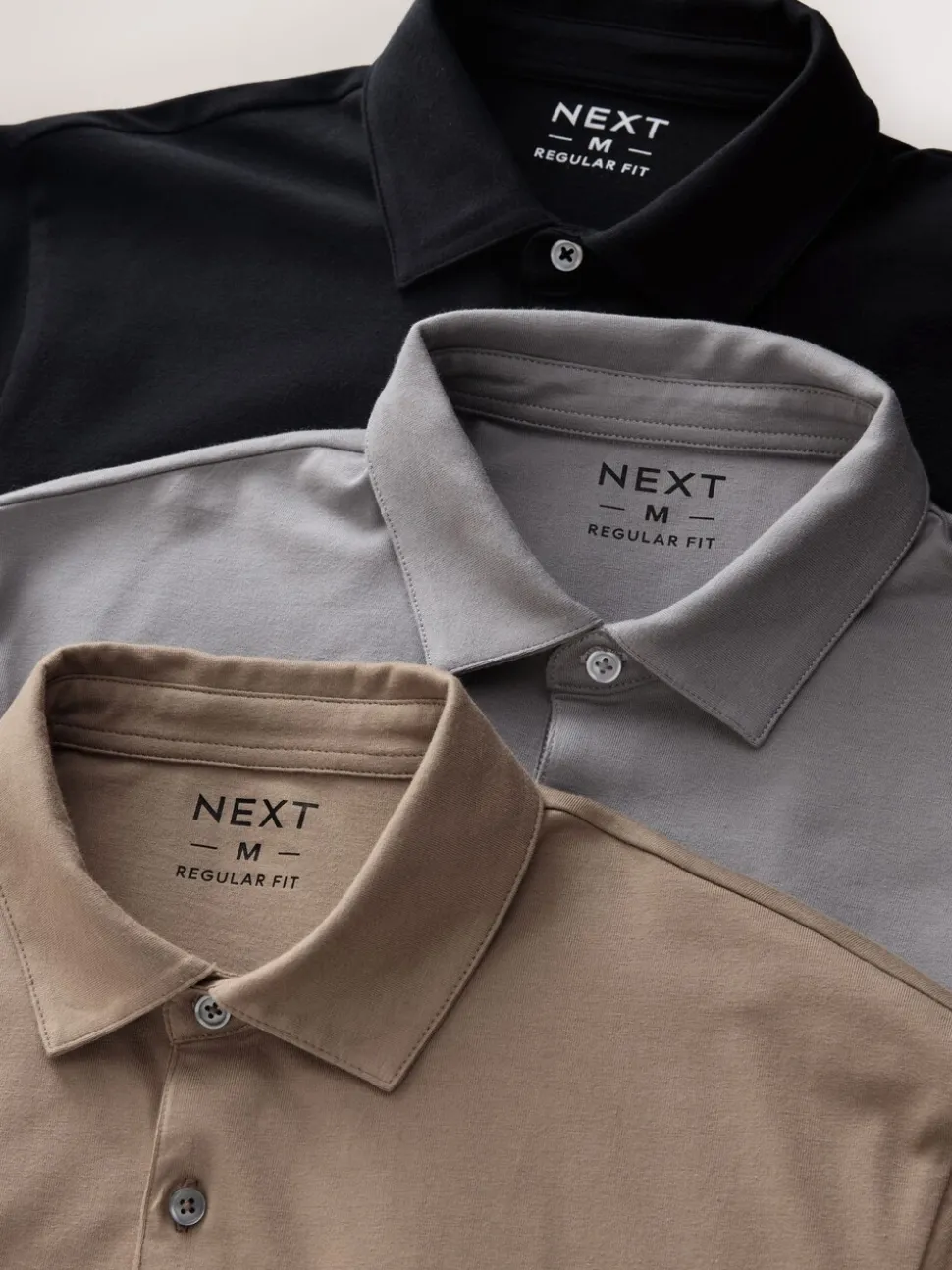 Zwart/grijs/naturel blok - Set van 3 jersey poloshirts met korte mouwen